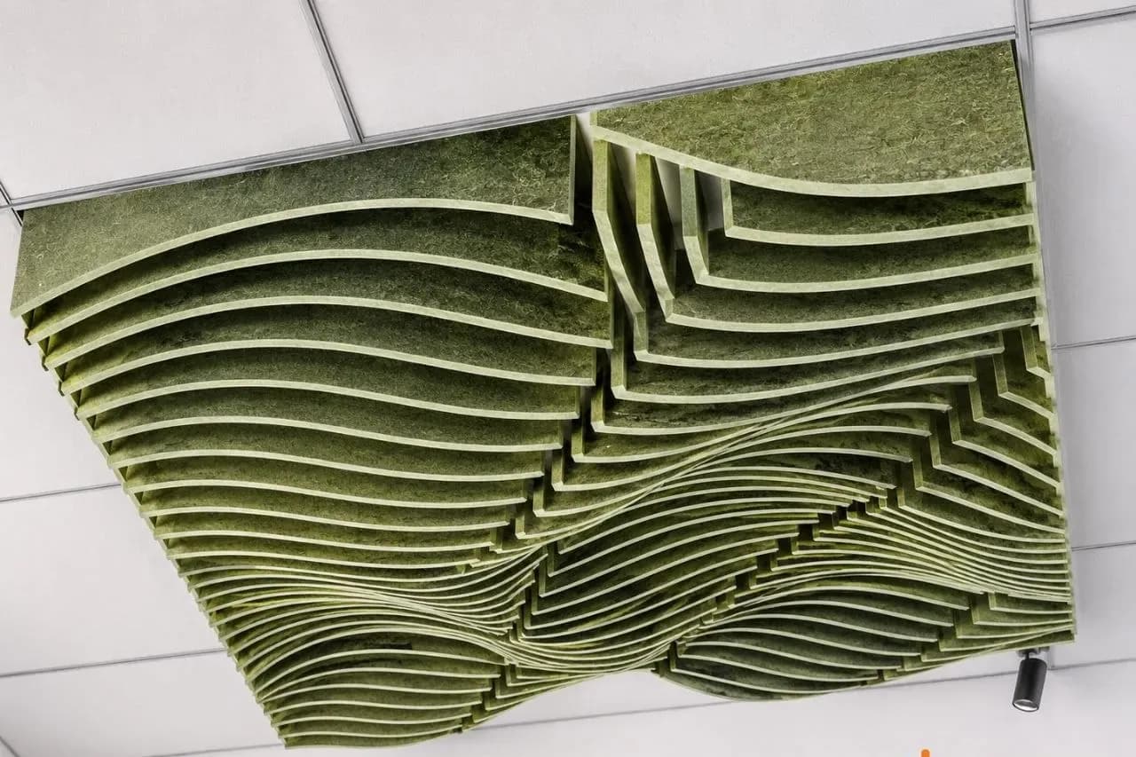 Parametric CNC wave acoustic ceiling raft