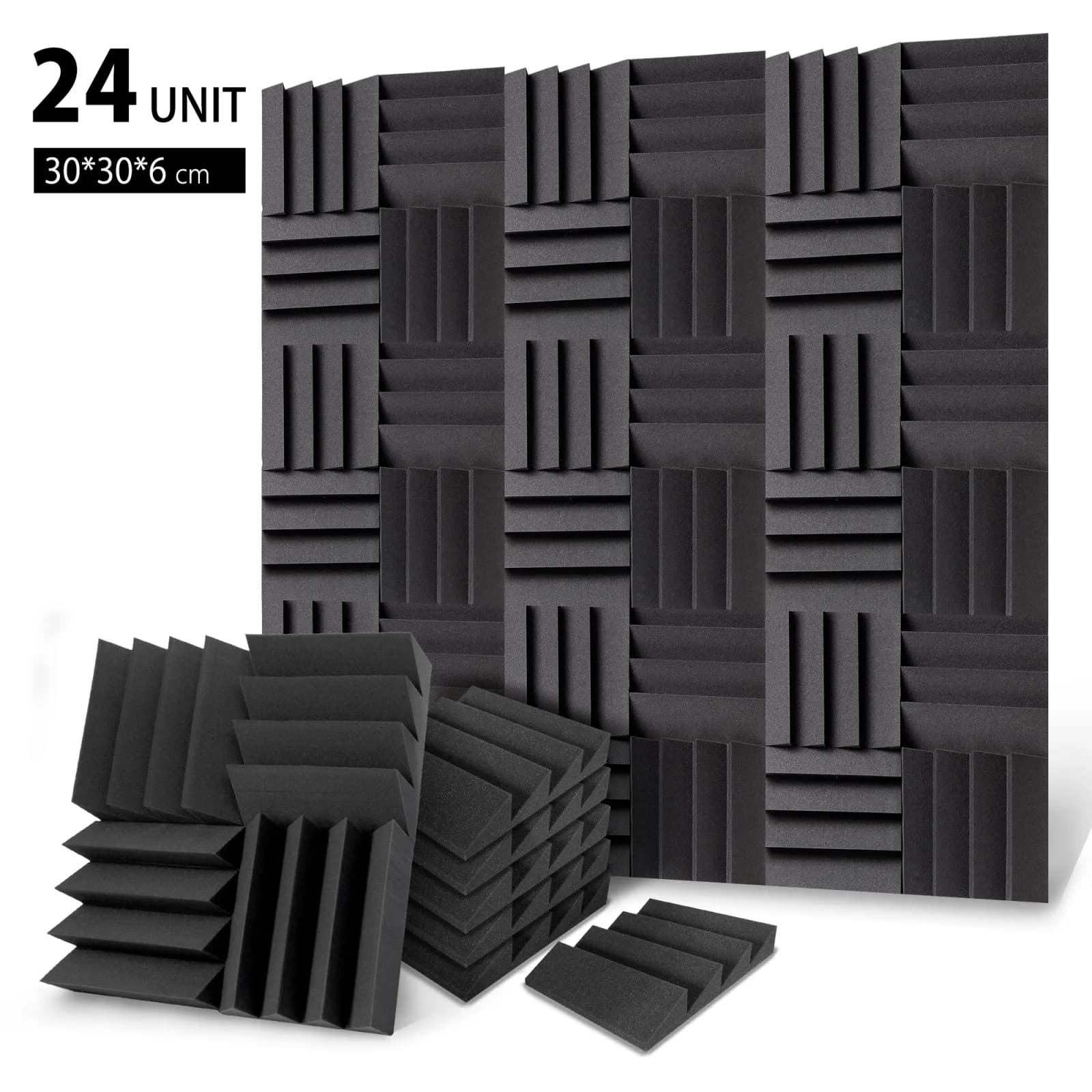 Light Acoustic Foam DST 114 Panels | Charcoal Black | Pack of 24