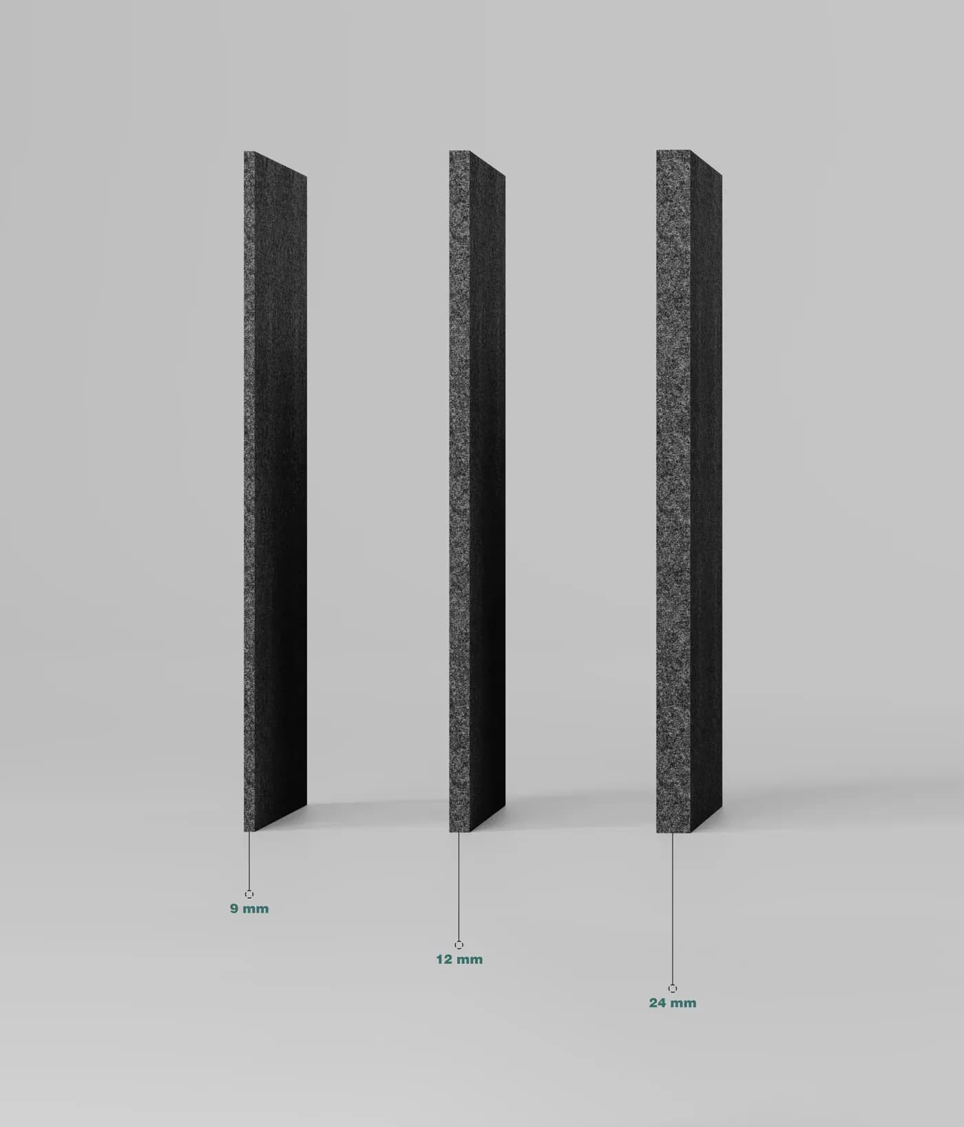 PET felt acoustic panel in 9, 12 and 24 mm thicknesses