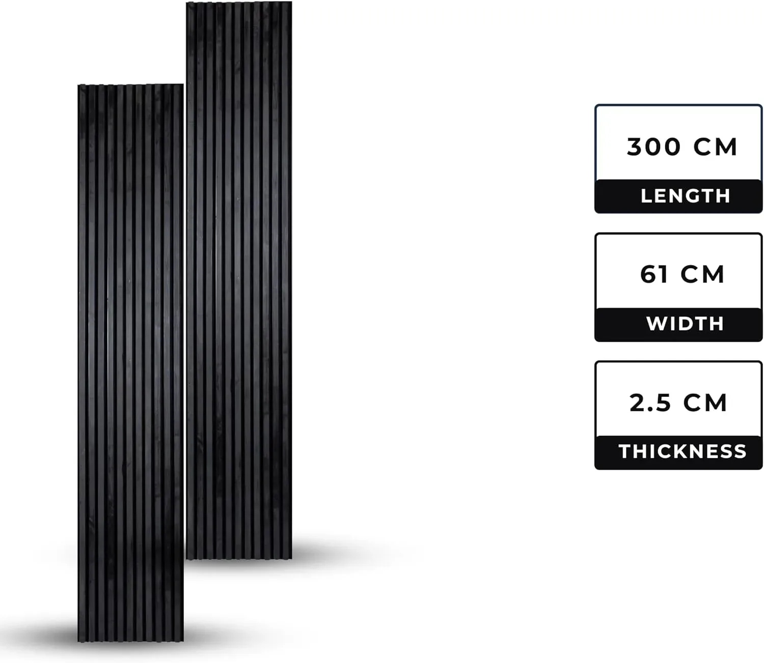 Slat Wall Panel | Wood Long Panels – Black Color – Pack of 2
