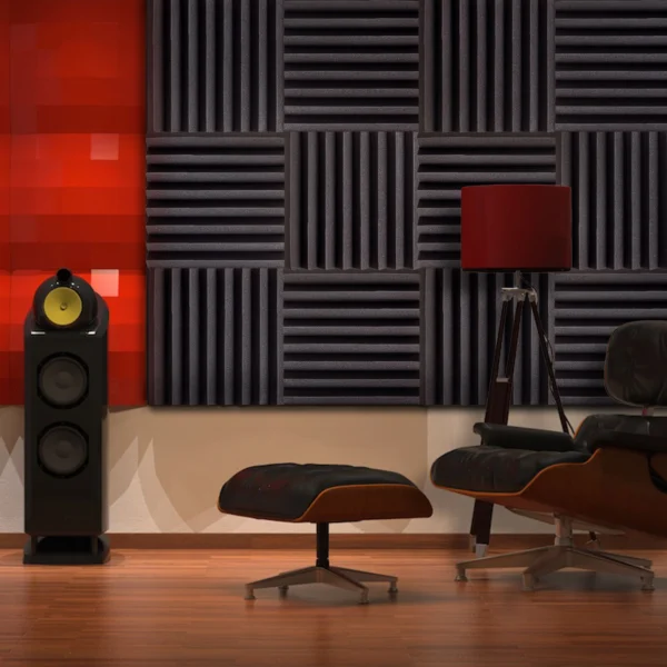 MD Light Plus Acoustic Foam Panels | Charcoal Black | Pack of 48