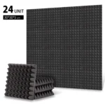 Pyramid 30x30 Foam Panels | Charcoal Black | Pack of 24 - Image 2