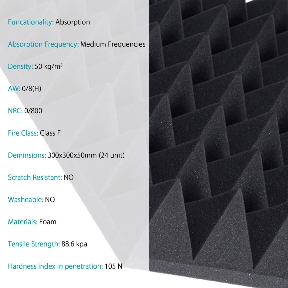 Pyramid 30x30 Foam Panels | Charcoal Black | Pack of 24 - Image 4